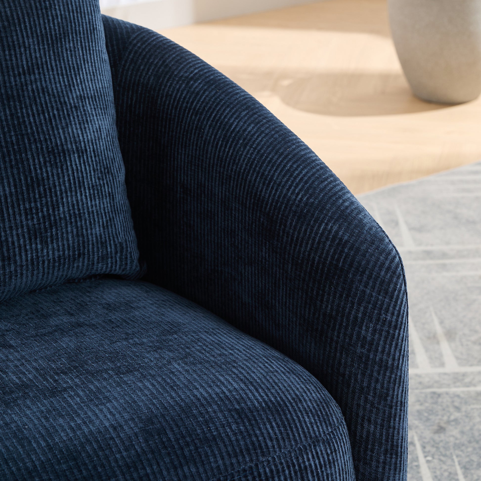 30.3"W Swivel Accent Barrel Chair And Comfy Round Accent Single Sofa Chair, 360 Degree Club Chair, Lounge Armchair For Living Room Bedroom Nursery.Navy Navy Chenille