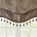 Jacquard Window Rod Pocket Valance With Beads Blue Brown 50X18