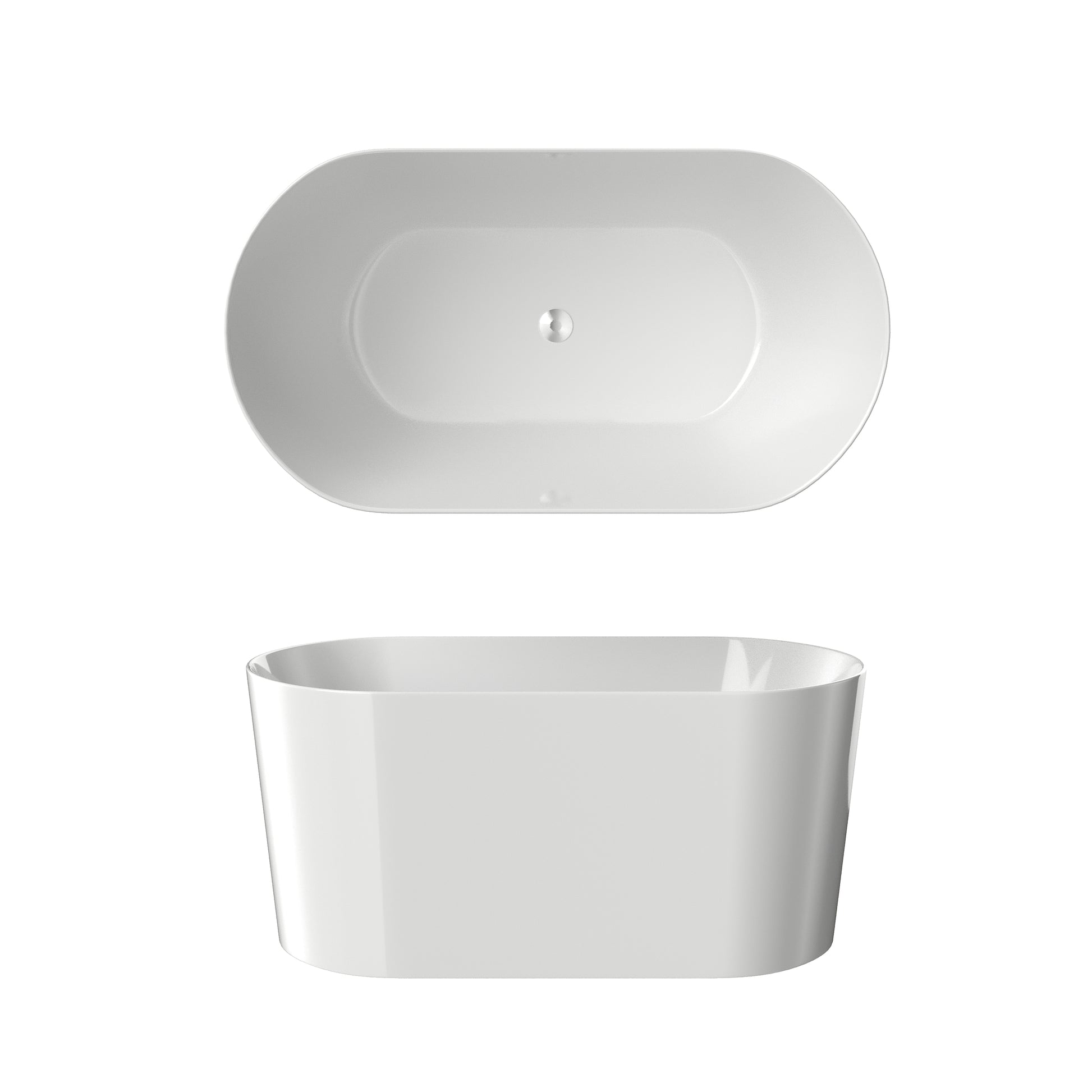 55" Acrylic Freestanding Bathtub, Small Soaking Tub, Glossy White, Toe Tap Chrome Drain, Cupc Certified Gloss White Oval Bathroom Freestanding Tubs Polished Less Than 59 In Contemporary Soaking