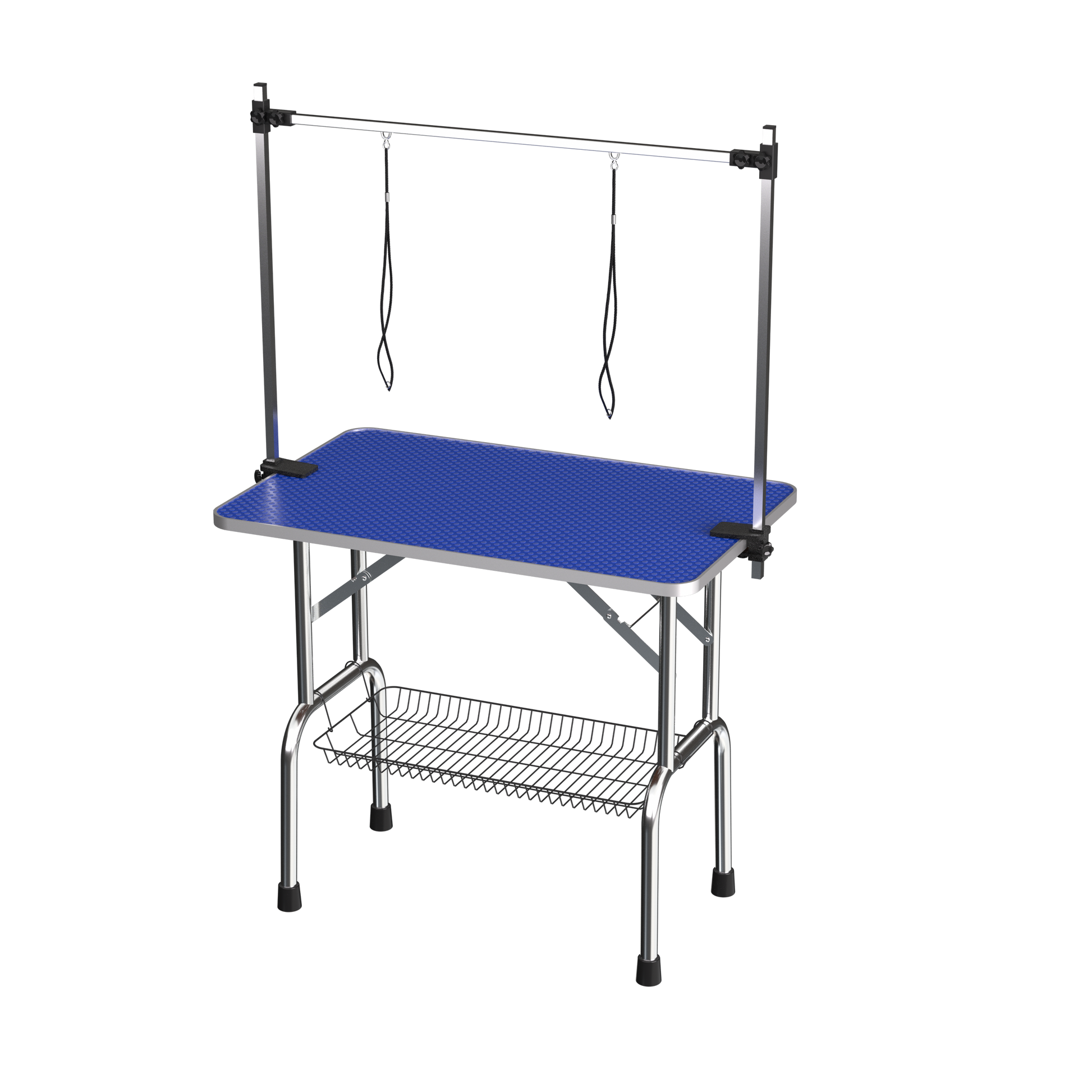 Large Grooming Table For Pet Dog And Cat With Adjustable Arm And Clamps Large Heavy Duty Animal Grooming Table, 42'' Blue Blue Stainless Steel