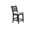 Modern 2Pc Counter Height Dining Chairs Black Color Ladder Back Frame Upholstered Cushion Seat Solid Wood Kitchen Dining Room Black Dining Room Foam Classic,Contemporary,Modern Dining Chairs Rubberwood Ladder Back Set Of 2 Fabric,Rubber Wood