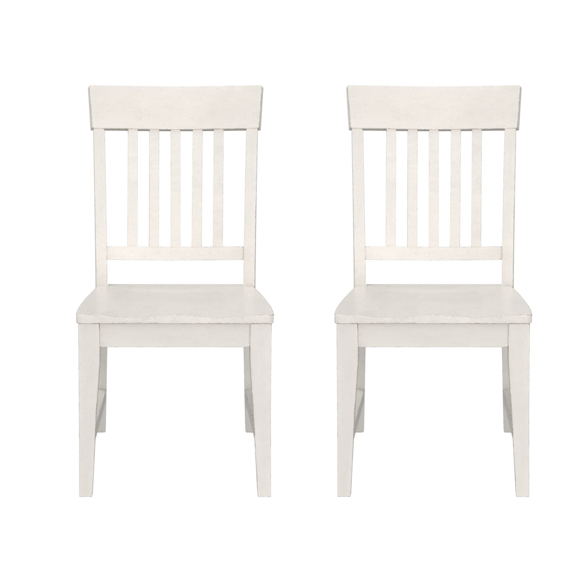 Haidel White Slat Back Dining Chairs, Set Of 2 White Solid Wood