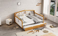 Full Size House Shape Daybed With Trundle And Bookcase Headboard Wooden Bed For Girls Boys Teens, No Box Spring Needed, Walnut And White Box Spring Not Required Full White Walnut Wood Bedroom Cute Pine Bed Frame Wood