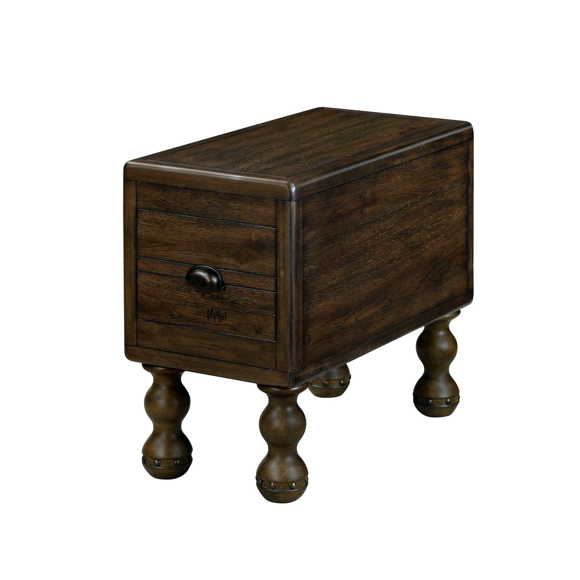 Solid Wood End Table, Rectangle 23.6 Inch Narrow Side Table With Drawer, Vintage Bedside Table Nightstand For Small Spaces, Living Room, Bedroom, Easy Assembly, Espresso Espresso Pine