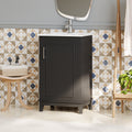 Viedo 20 Inch Modern Small Bathroom Vanity Cabinet With Ceramic Basin 20*15.5*33.3 Inches,Ample Storage,1 Soft Close Door Black Bathroom Solid Wood Mdf