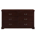 Classic Traditional 1Pc Dresser Of 6 Drawers Cherry Finish Bedroom Wooden Storage Furniture Cherry Wood