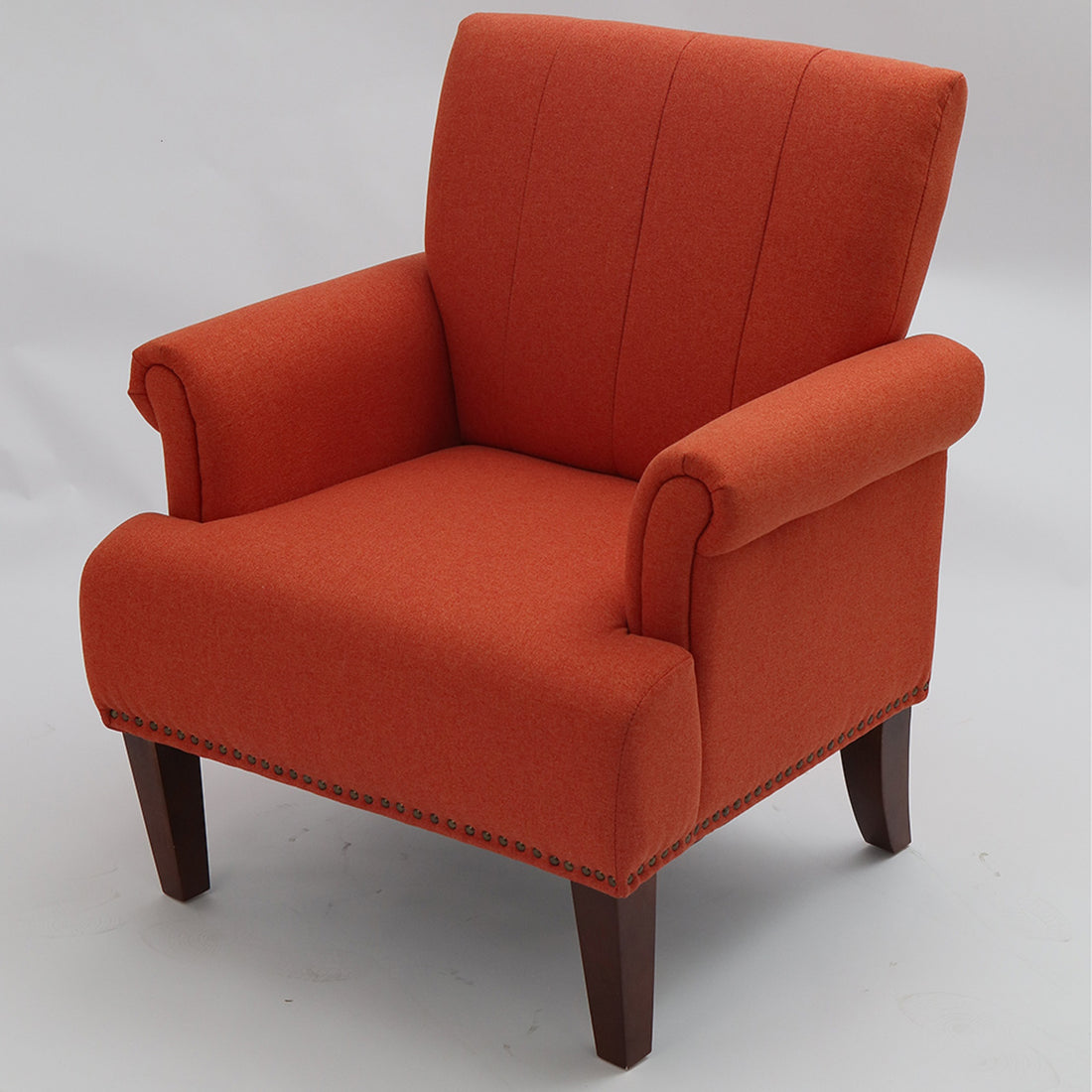 1Pc Traditional Accent Chair Rolled Arms Trim Soft Fabric Upholstered Furniture For Living Room Bedroom Office Orange 30" Wide Armchair Orange Primary Living Space Traditional Foam Wood