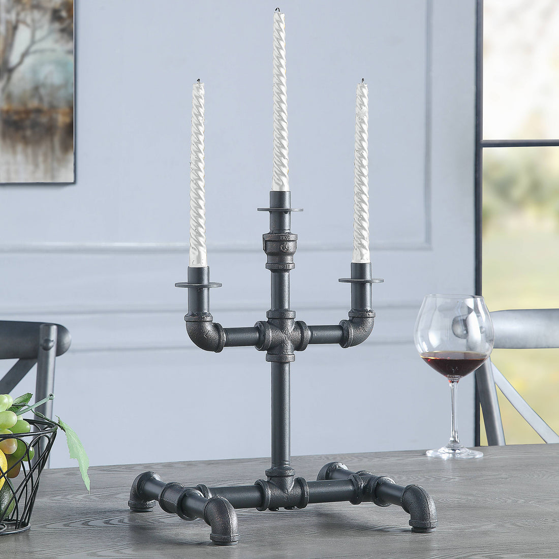 Sandy Grey Candleholder Grey Industrial Metal