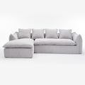 Sofa Deep Seat Sofa 3 Seater For Living Room Oversized Comfy Sofa L Shape Sofa Couch With Chaise Home Furniture Sleeper Sectional Sofa For Apartment, Office Left Hand Facing Grey Foam 3 Seat