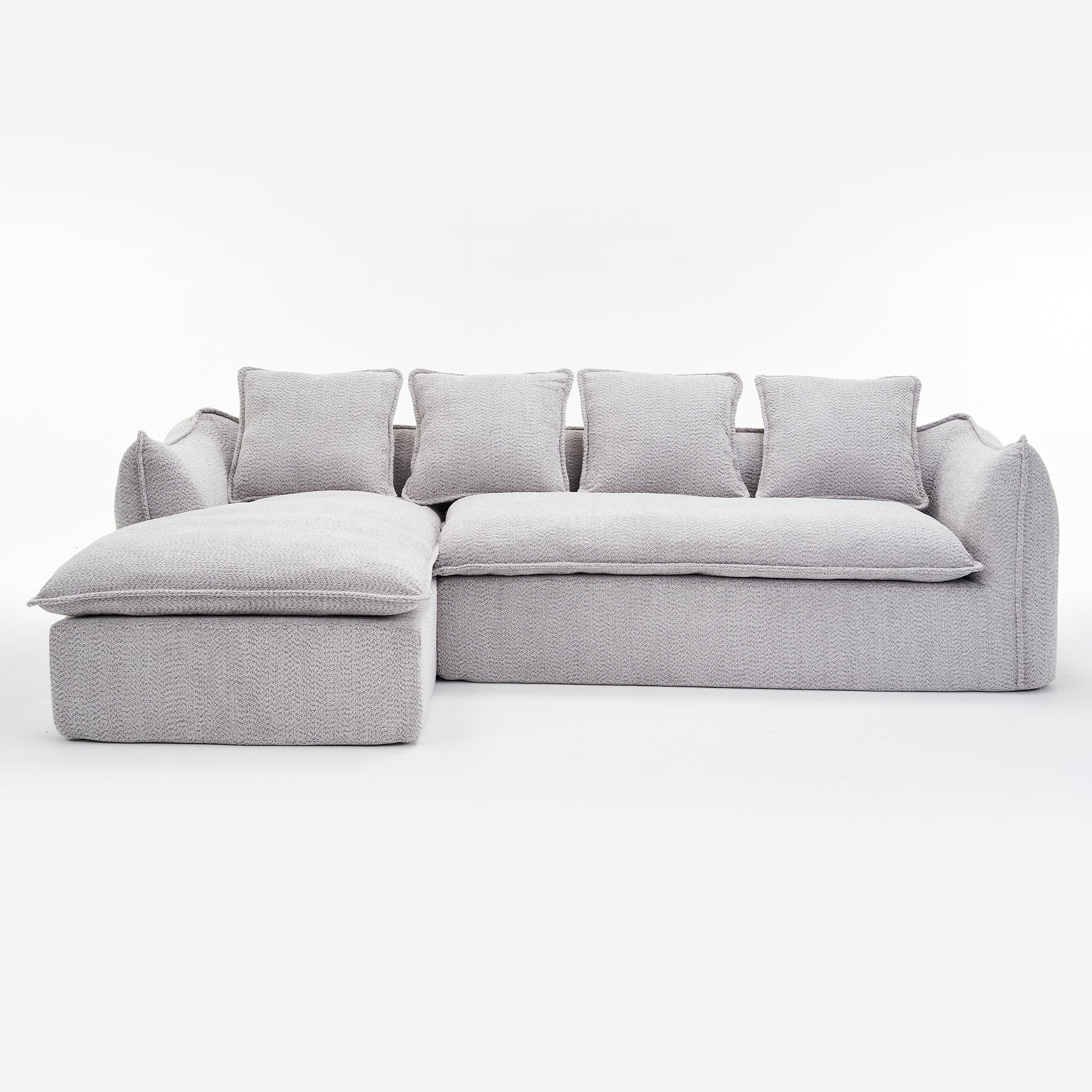 Sofa Deep Seat Sofa 3 Seater For Living Room Oversized Comfy Sofa L Shape Sofa Couch With Chaise Home Furniture Sleeper Sectional Sofa For Apartment, Office Left Hand Facing Grey Foam 3 Seat
