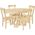 5 Piece Rustic Round Pedestal Extendable Dining Table Set With 15.7