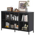Heavy Duty Metal Modern Sideboard Buffet Cabinet With Storage Premium Steel Storage Cabinet ,Adjustable Feet,Glass Doors,Large Capacity Organizer For Living Room,Bed Room,Dining Room Black Kitchen