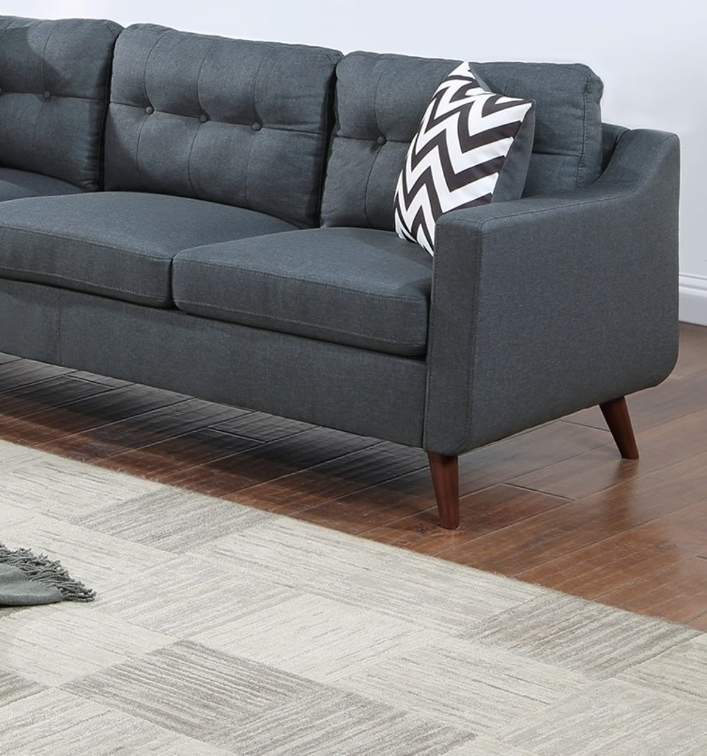 Modern Cozy Sofa Loveseat W Pillows 2Pc Sofa Set Blue Gray Polyfiber Couch Tufted Cushions Living Room Blue Gray Primary Living Space Firm Tufted Back Contemporary,Modern Pine Square Arms Linen Blend,Pine,Plywood 5 Seat