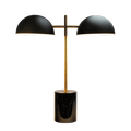 Nova Hydro Black Table Lamp With On Off Switch Double Lamp With Faux Marble Base Black,Gold,Marble Table&Floor Lamps Faux Marble,Metal
