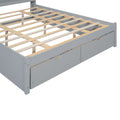 Queen Size Platform Bed With Storage Headboard And 2 Drawers, Gray Box Spring Not Required Queen Gray Wood Bedroom Bed Frame Solid Wood Mdf