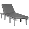 Outsunny Chaise Lounge Chair For Outdoor, Patio Recliner With 4 Position Adjustable Backrest And Cushion For Deck, Beach, Lawn And Sunbathing, Gray Grey Polyester