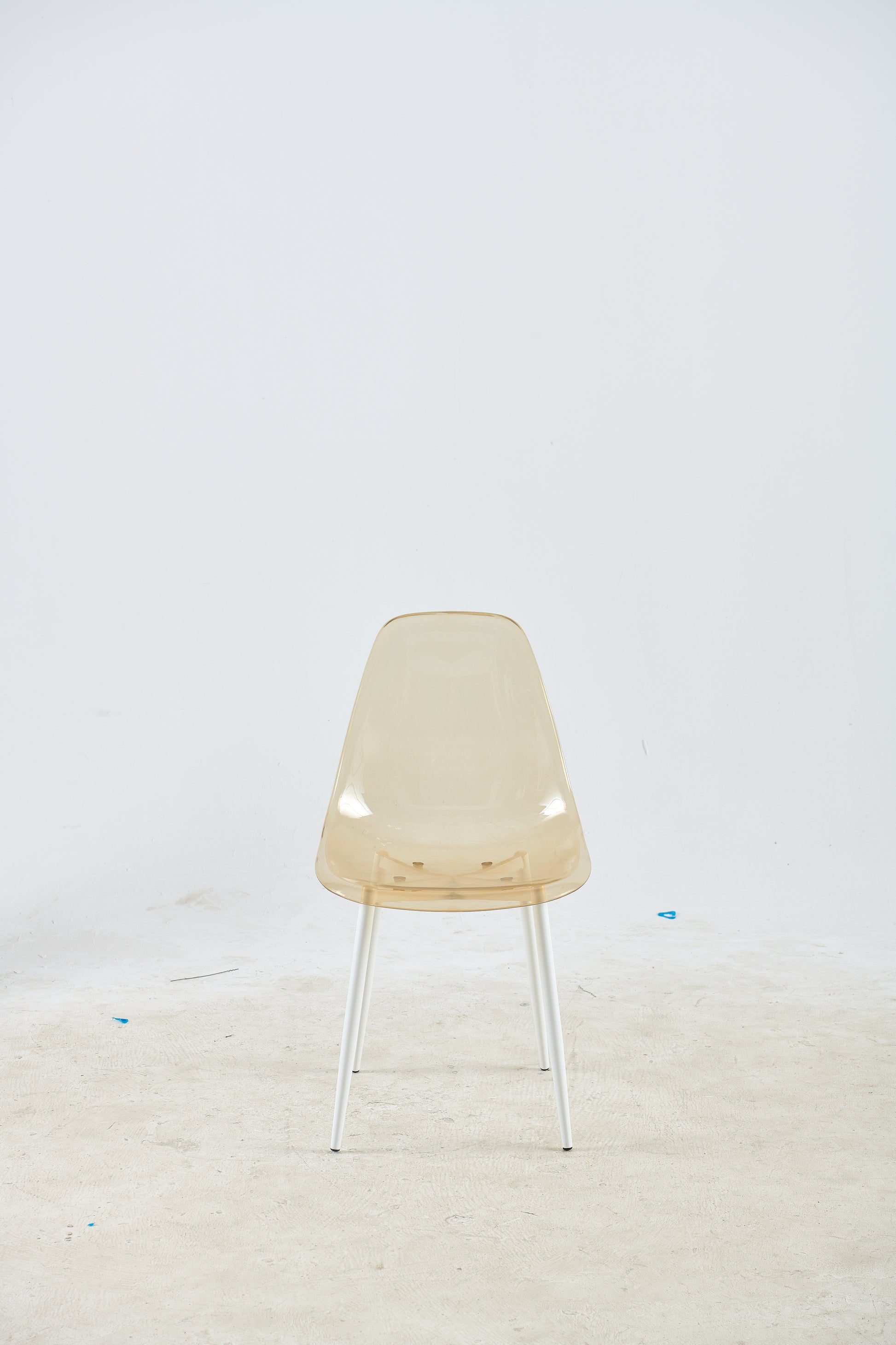 Dining Chair,Set Of 4,Metal Leg,Plastic Seat,Transparent Yellow Yellow White Iron Plastic