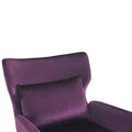 Wing Back Velvet Accent Chair, Modern Living Room Armchair Comfy Upholstered Single Sofa Chair For Bedroom Dorms Reading Reception Room With Metal Legs & Pillow, Purple Purple Velvet
