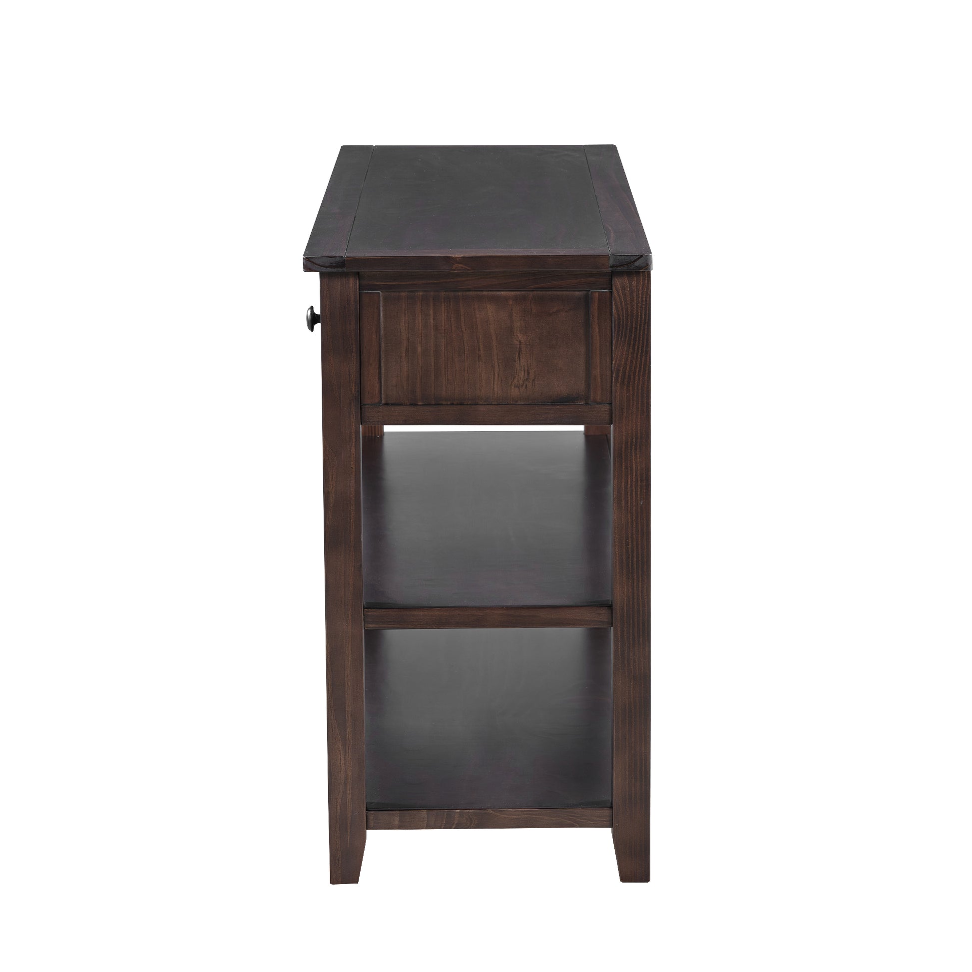 Retro Design Console Table With Two Open Shelves, Pine Solid Wood Frame And Legs For Living Room Espresso Espresso Solid Wood Mdf