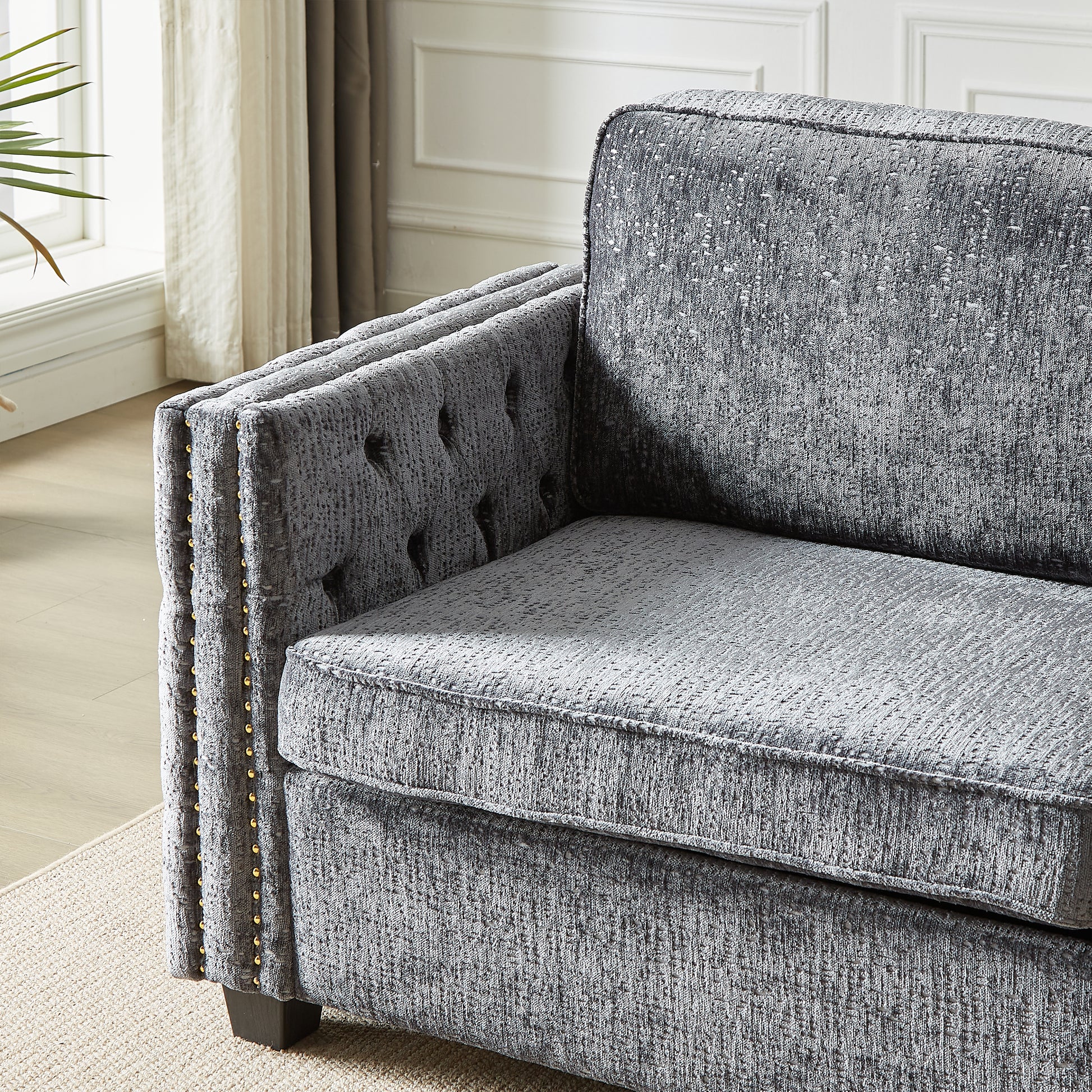 Convertible Sleeper Sofa With Memory Foam Mattress, 3 Seater Full Size Bed Couch For Living Rooms, Designed With Chenille Fabric Grey Chenille 3 Seat