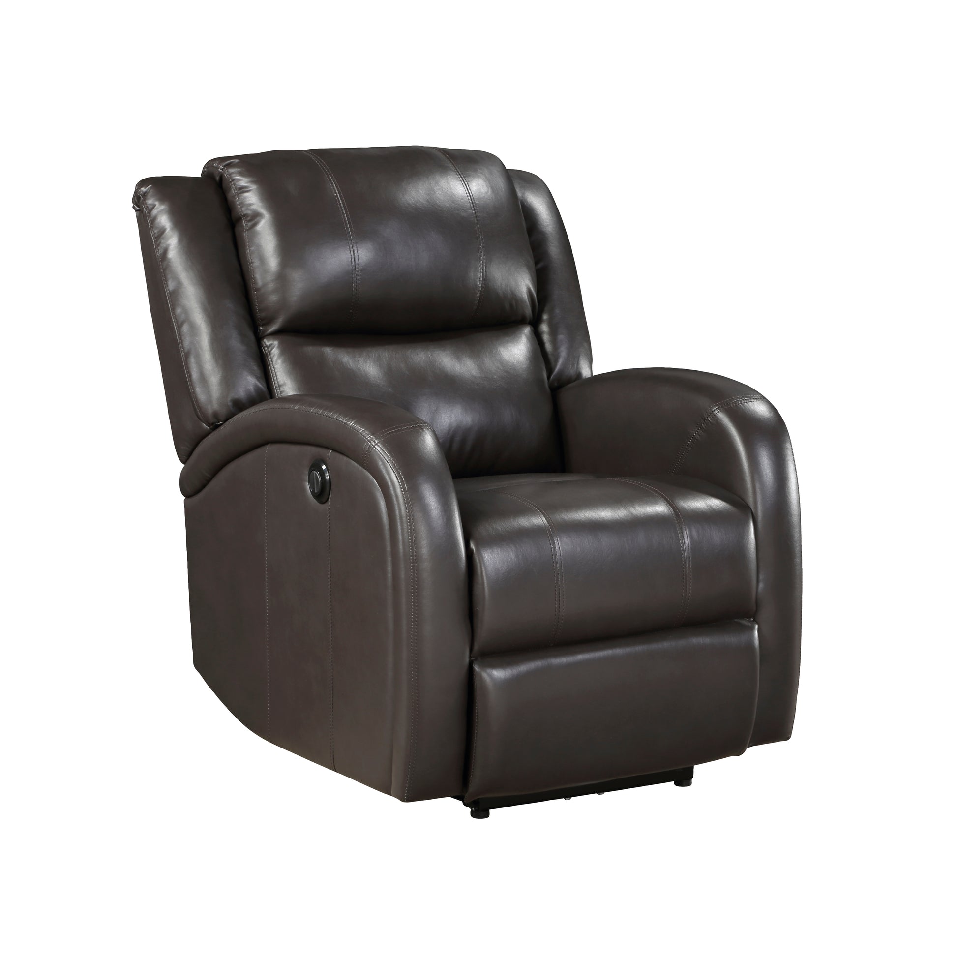Modern Living Room Furniture 1Pc Power Reclining Chair Brown Faux Leather Upholstery Plush Seating Solid Wood Frame Brown Faux Leather Wood Primary Living Space Modern Plywood,Solid Wood
