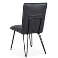 Leather Upholstered Metal Chair With Hairpin Style Legs Set Of 2, Black Black Metal