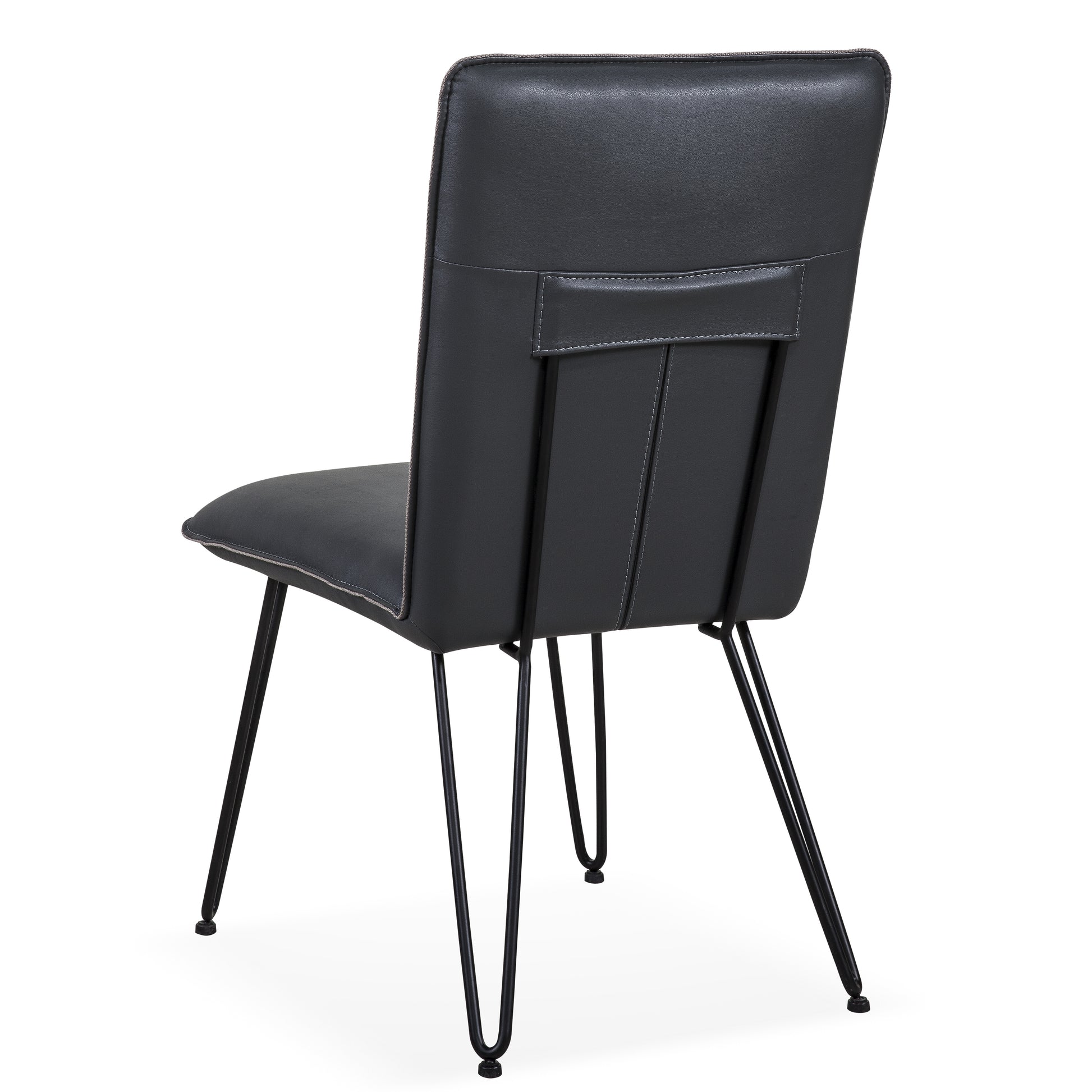 Leather Upholstered Metal Chair With Hairpin Style Legs Set Of 2, Black Black Metal