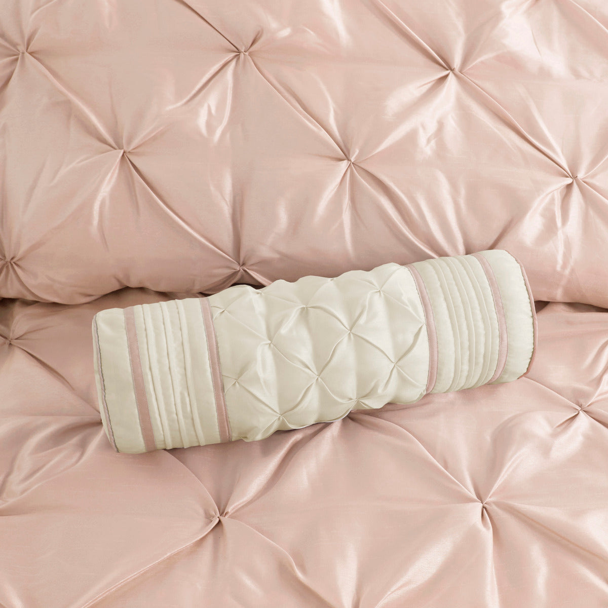 7 Piece Tufted Comforter Set Blush Full Full Blush Polyester