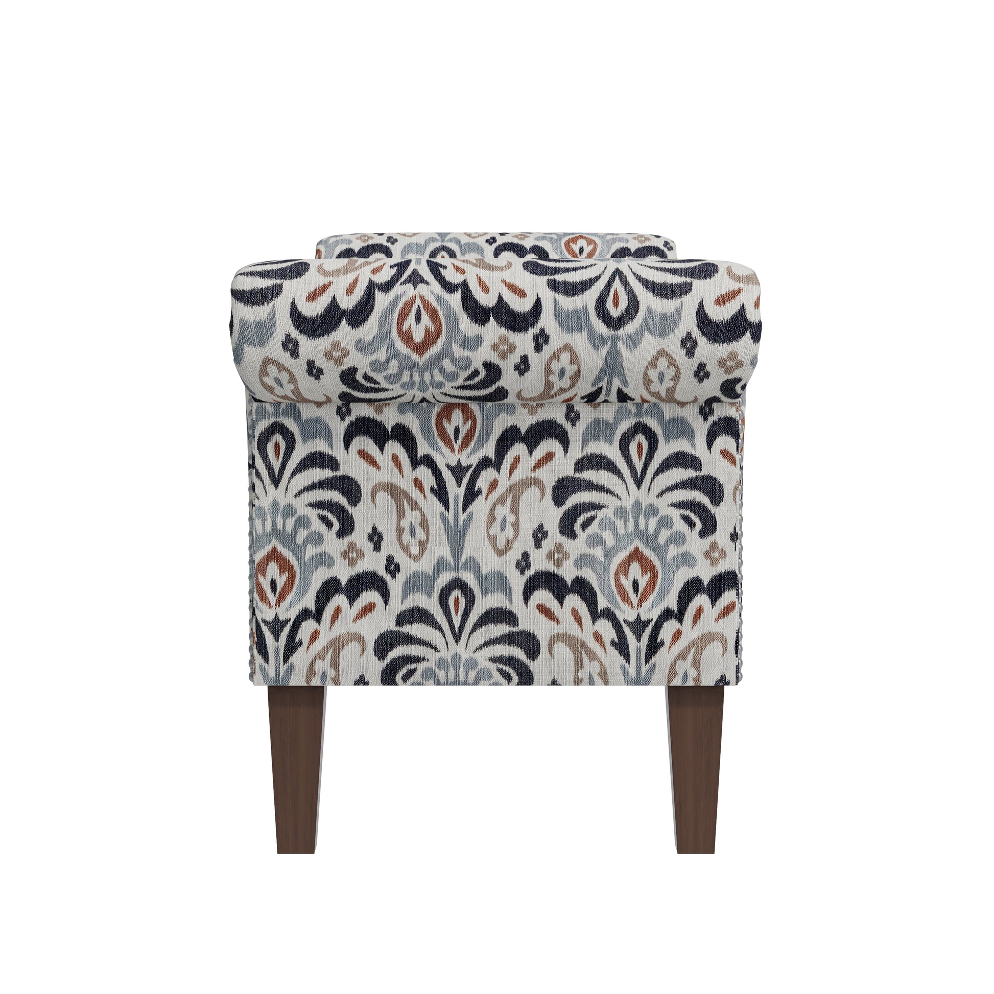 Conrad Storage Ottoman Multi Polyester Floral Traditional Flip Top Rolled Arms Nailhead Trim Polyester