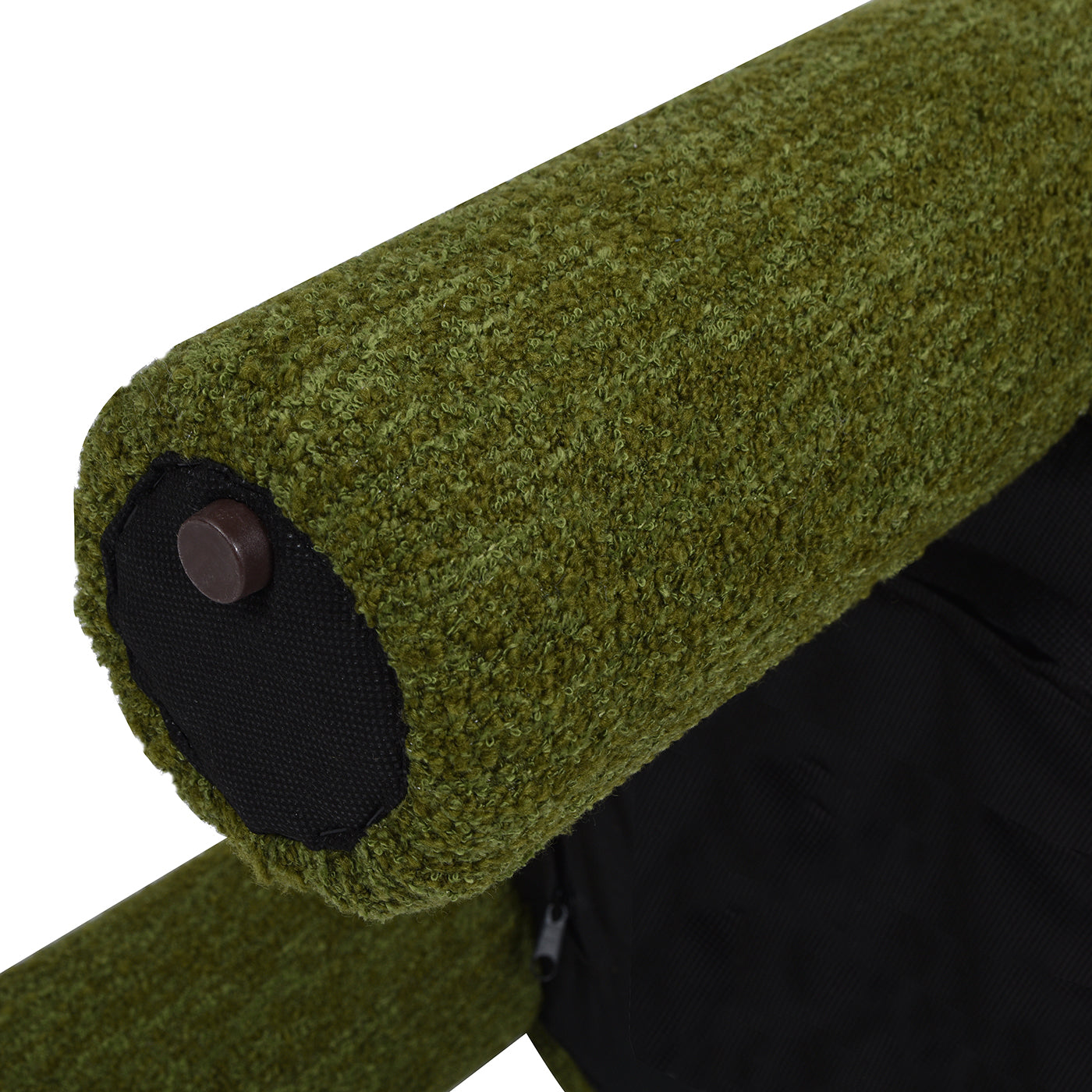Hugo 20.5" Round Fully Upholstered Ottoman, Moss Green Boucle Green Foam Boucle
