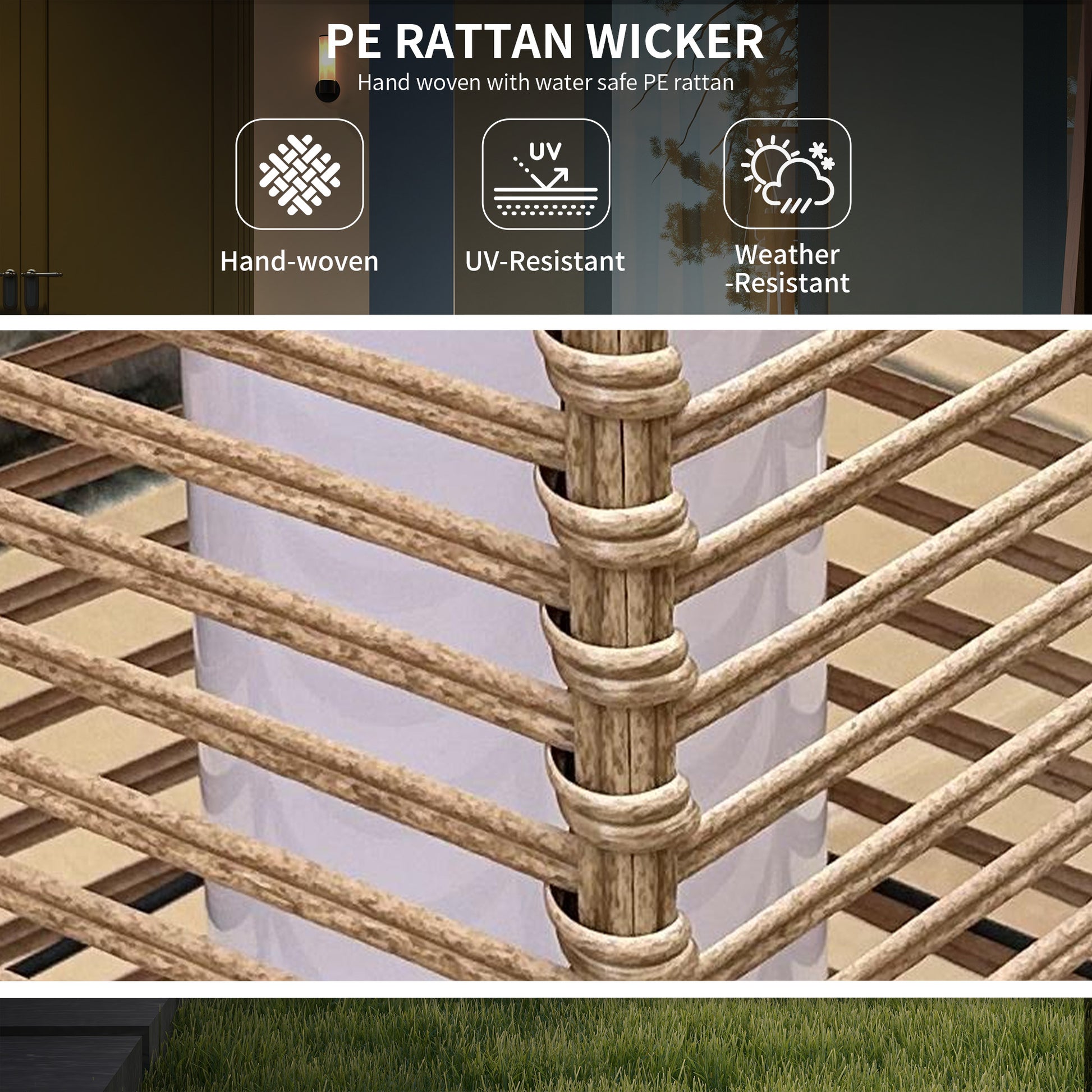 Outsunny Solar Floor Lamp, Outdoor Rattan Garden Lantern Pathway Light & Decorative Driveway Lighting With Auto On Off Led Lights For Porch, Yard, Lawn, Courtyard, Deck, Sand Brown Steel