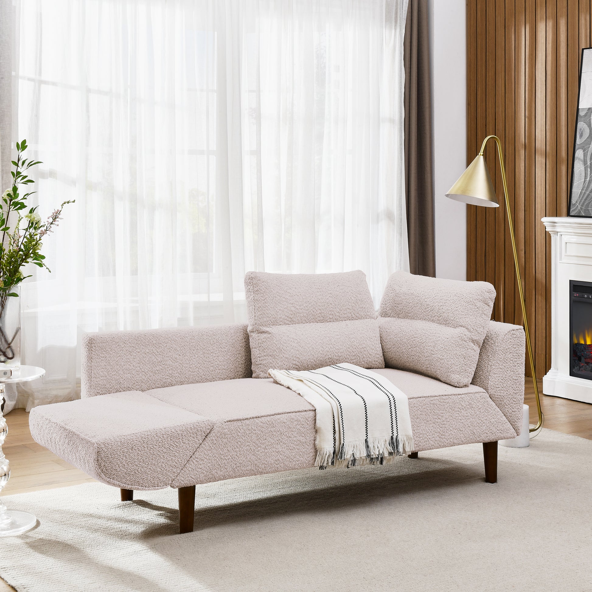 Convertible Futon Sofa Bed, Comfy Loveseat Sleeper Sofa With Adjustable Armrest, Strengthen Wood, Thick Padded Cushion, Small 2 Seater Couch For Living Room, Bedroom, Pink Pink Foam 2 Seat