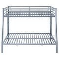 Full Xl Over Queen Metal Bunk Bed With Ladder And Guardrails, Silver Box Spring Not Required Full Xl Silver Metal Metal