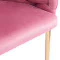 Luxury Handmade Accent Chair With Gold Legs, Modern Velvet Armchair For Living Room And Bedroom Pink Foam Velvet