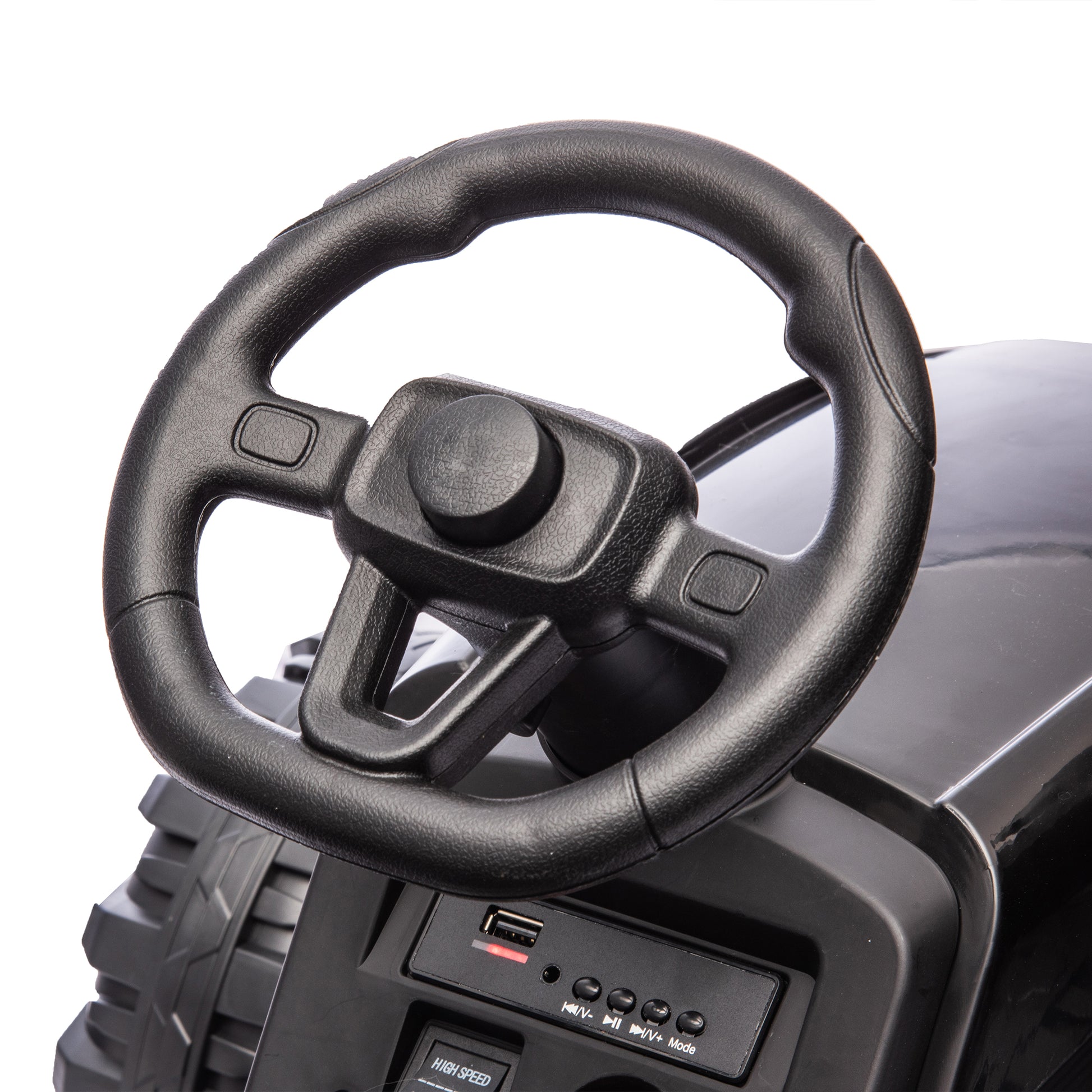 Ride On Tractor2.0 With Trailer,24V Battery Powered Electric Tractor Toy, 200W*2Motor 1.86 4.97Mph Remote Control,Electric Car For Kids,Three Speed Adjustable,Usb,Mp3 ,Bluetooth,Led Light, Safety Belt Black Polypropylene