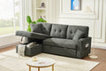 Sectional Sofa Bed L Shaped Sofa Couch Bed With Usb Port, Reversible Sofa Couch Sleeper With Pull Out Bed, Chaise With Storage, Pull Out Couch For Living Room Dark Gray Wood Fabric 3 Seat