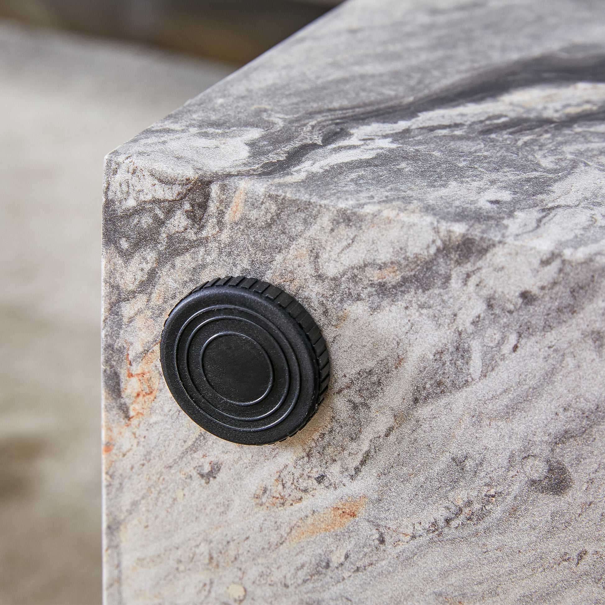 Elevate Your Living Space With This Modern Mdf Coffee Table, Which Showcases Gray Textured Patterns. It Is Characterized By Stylish Design. Grey Mdf