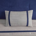 7 Pc Pieced Faux Suede Comforter Set Blue Cal King California King Blue Polyester