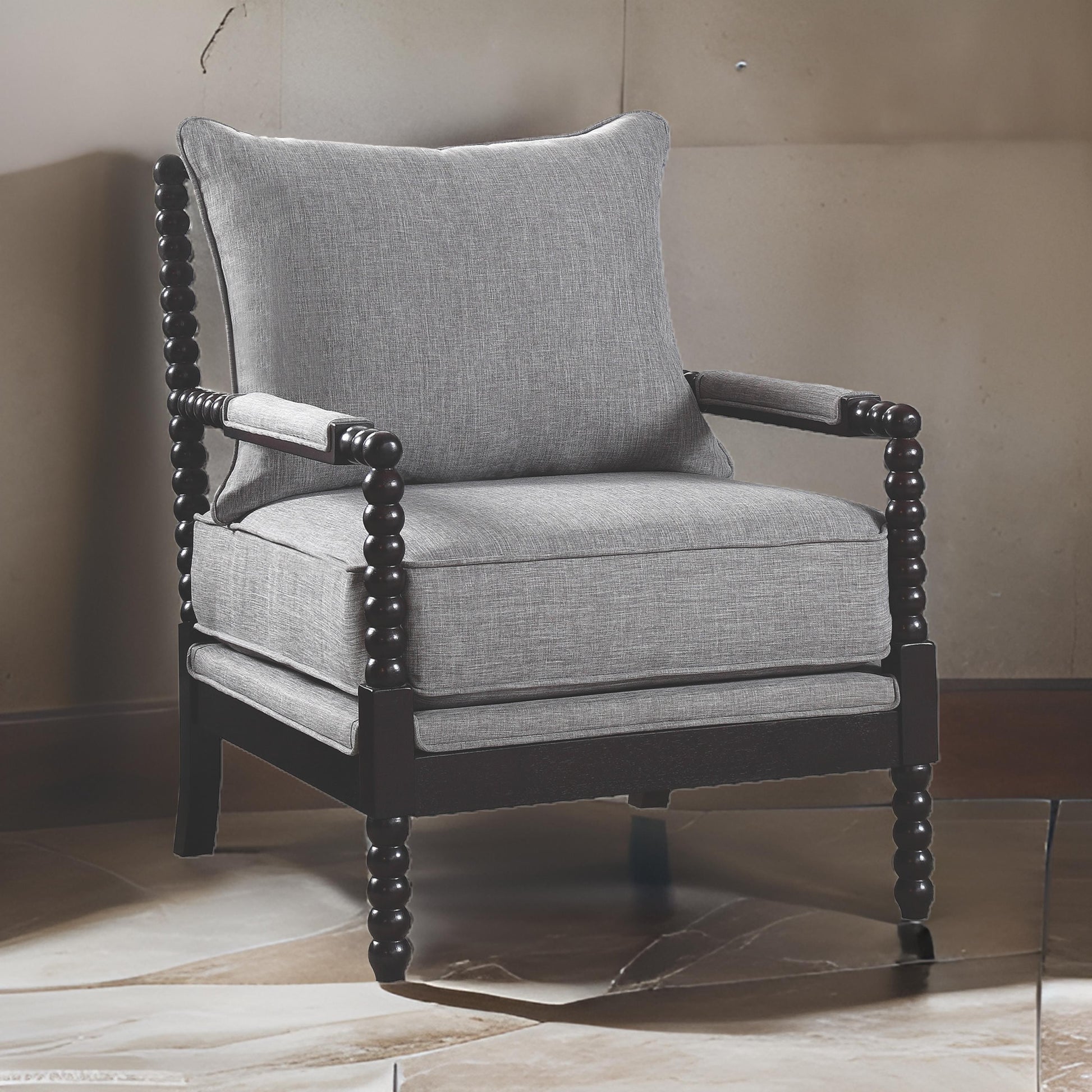 Turned Designing Accent Chair, Gray Gray Fabric