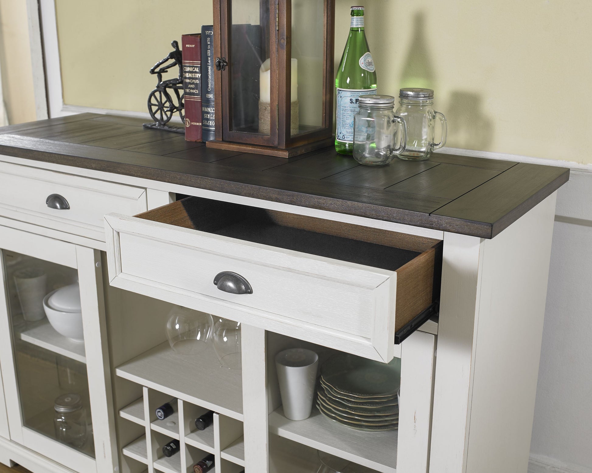 Cayla Server Dark Oak & White White Wood