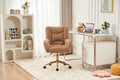 005 Velvet Fabric 360 Swivel Home Office Chair With Gold Metal Base And Universal Wheels,Coffee Solid Coffee Office Sponge Wipe Clean Modern Office Chairs Tufted Back Foam Swivel Velvet