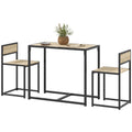 Homcom 3 Piece Industrial Dining Table Set For 2, Kitchen Table And Chairs, Dining Room Sets For Small Spaces, Oak Oak Mdf