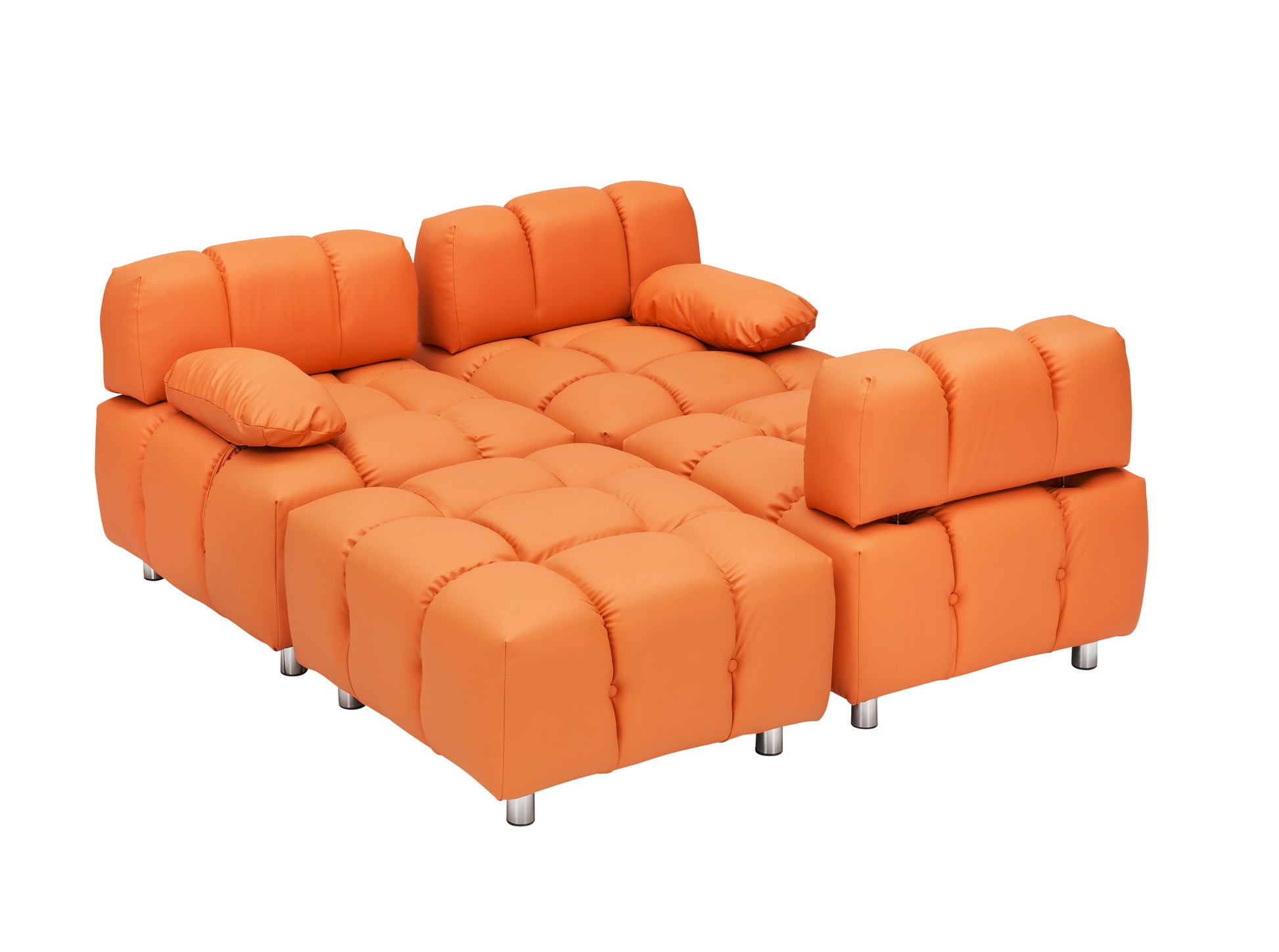 A 90.60 Inch Technology Cloth Orange Sofa, Waterproof, Stain And Cat Scratch Resistant, Can Comfortably Sit In The Apartment Bedroom Without Taking Up Space. Orange Polyester Blend 4 Seat