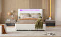 Full Size Upholstered Platform Bed With Led Frame, With Twin Size Trundle And 2 Drawers, Teddy Fleece, White White Fleece