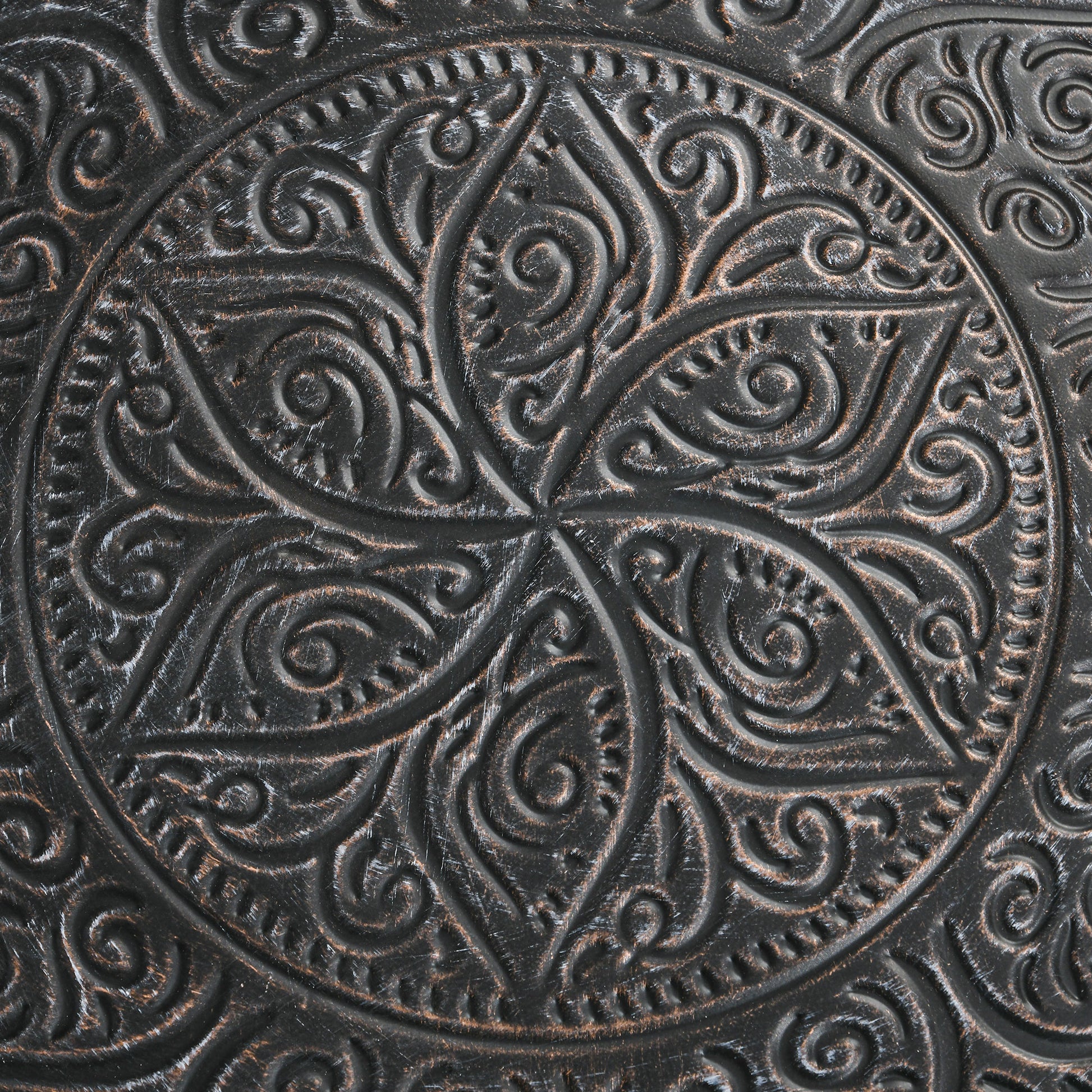 Homcom 24" Round Coffee Table With Hammered Tray Top, Vintage Metal Center Table For Living Room, Bedroom, Side Table, Pewter Pewter Metal