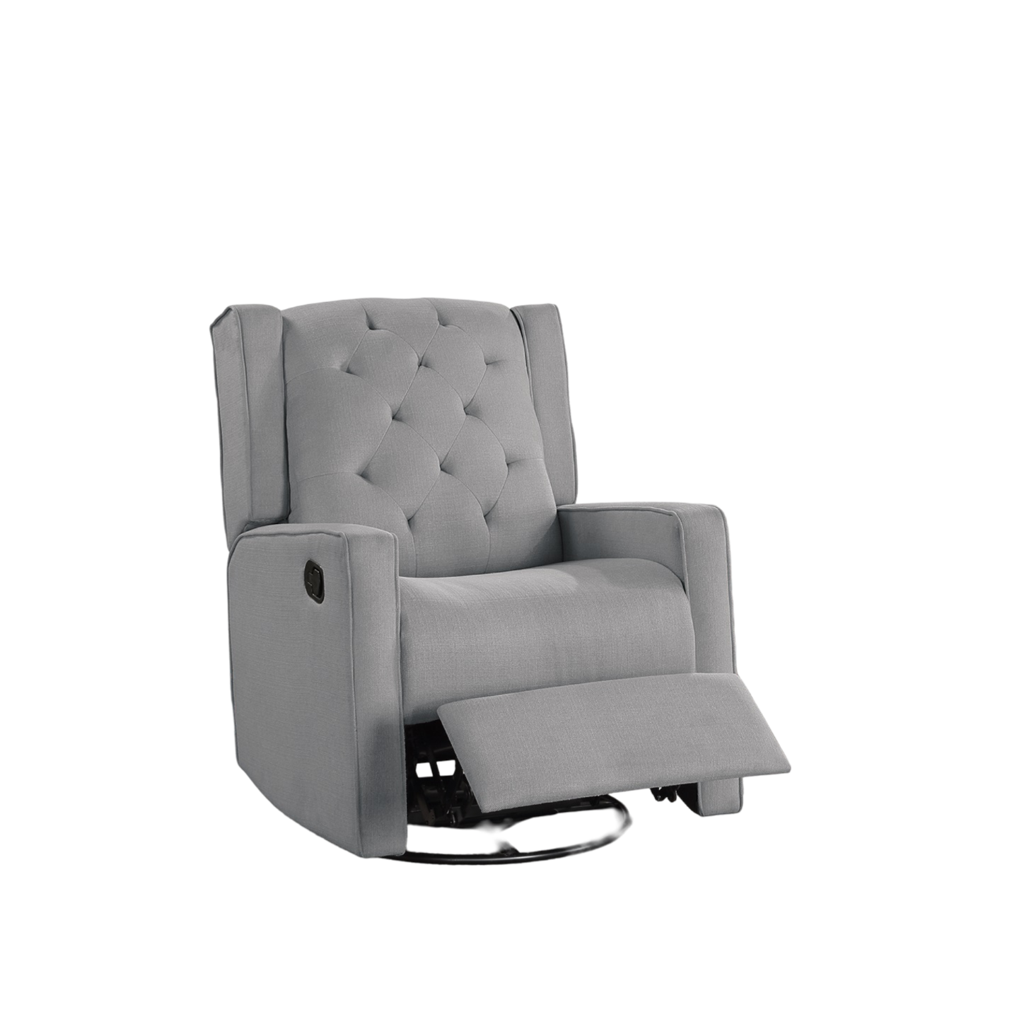 Contemporary Dark Gray Color Polyfiber Swivel Recliner Chair 1Pc Manual Motion Wing Back Tufted Cushion Living Room Furniture Glider Chair Dark Grey Polyester Manual Handle Primary Living Space Tufted Back Contemporary,Modern,Transitional Foam Solid Wood
