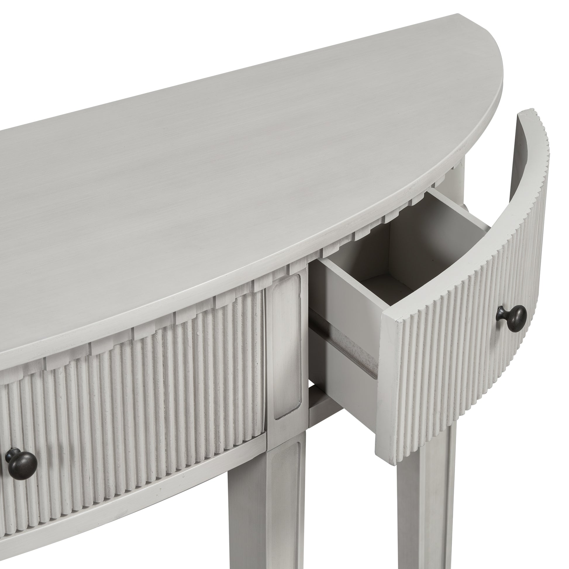 Distinctive Features Of Pine Veneer Console Table With Vertical Stripe Drawer Fronts And Four Legs Antique White Primary Living Space Antique,Minimalist Drawers Mdf