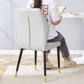 4 Light Gray Modern Dining Chairs With Stylish Pu Patterned Backrest And Black Metal Legs For A Comfortable Home Experience In The Kitchen, Bedroom And Office. Light Gray Pu