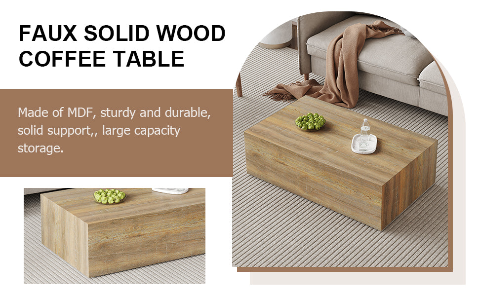 Elevate Your Living Space With This Modern Mdf Coffee Table That Showcases Smooth, Light Wood Color Texture Patterns. It Is Characterized By Stylish Design.39.3*23.6*12 Wood Mdf