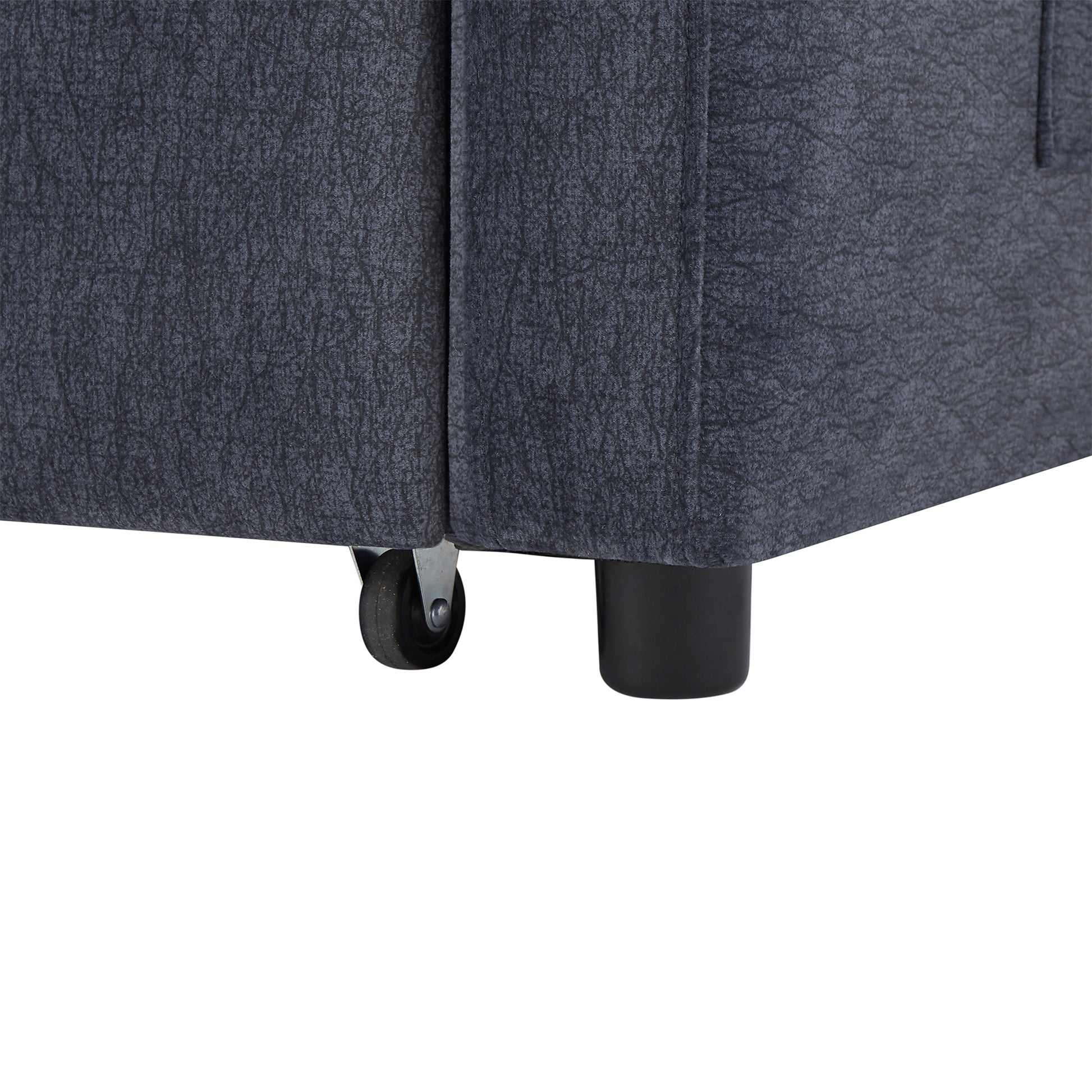 55.9" Convertible Sofa Bed Loveseat Sofa With Three Usb Ports, Two Side Pockets, Two Cup Holders And 360 Swivel Phone Holder For Living Room, Blue Grey Blue Gray Foam Polyester